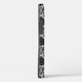 Rococo-Damask-Muster Schwarz auf Grau Case-Mate iPhone Hülle (Rückseite / Rechts)