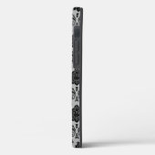 Rococo-Damask-Muster Schwarz auf Grau Case-Mate iPhone Hülle (Rückseite / Links)