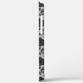 Rococo-Damask-Muster Schwarz auf Grau Case-Mate iPhone Hülle (Rückseite / Links)