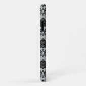 Rococo-Damask-Muster Schwarz auf Grau Case-Mate iPhone Hülle (Hinten/Rechts)