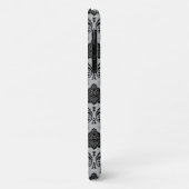 Rococo-Damask-Muster Schwarz auf Grau Case-Mate iPhone Hülle (Hinten/Links)