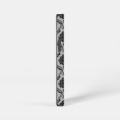 Rococo-Damask-Muster Schwarz auf Grau iPhone Hülle (Rechte Seite)