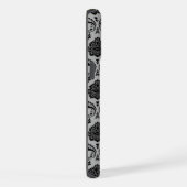 Rococo-Damask-Muster Schwarz auf Grau iPhone Hülle (Rechte Seite)