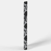 Rococo-Damask-Muster Schwarz auf Grau iPhone Hülle (Rechte Seite)