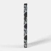 Rococo-Damask-Muster Schwarz auf Grau iPhone Hülle (Rechte Seite)