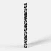 Rococo-Damask-Muster Schwarz auf Grau iPhone Hülle (Rechte Seite)