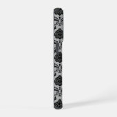 Rococo-Damask-Muster Schwarz auf Grau iPhone Hülle (Rechte Seite)