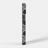 Rococo-Damask-Muster Schwarz auf Grau iPhone Hülle (Rechte Seite)