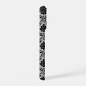Rococo-Damask-Muster Schwarz auf Grau iPhone Hülle (Rechte Seite)