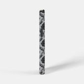 Rococo-Damask-Muster Schwarz auf Grau iPhone Hülle (Rechte Seite)