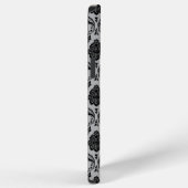 Rococo-Damask-Muster Schwarz auf Grau iPhone Hülle (Rechte Seite)