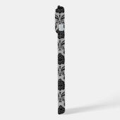 Rococo-Damask-Muster Schwarz auf Grau iPhone Hülle (Linke Seite)