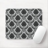 Rococo-Damask-Muster Schwarz auf Grau Mousepad (Mit Mouse)