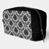 Rococo-Damask-Muster Schwarz auf Grau Waschbeutel (Rechte Ecke)