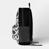 Rococo-Damask-Muster Schwarz auf Weiß Bedruckter Rucksack (Rechts)