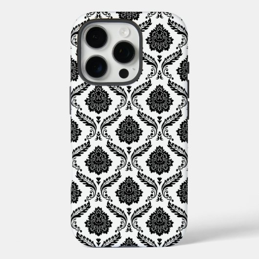 Rococo-Damask-Muster Schwarz auf Weiß Case-Mate iPhone Hülle (Rückseite)