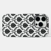 Rococo-Damask-Muster Schwarz auf Weiß Case-Mate iPhone Hülle (Rückseite (Horizontal))
