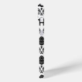 Rococo-Damask-Muster Schwarz auf Weiß Case-Mate iPhone Hülle (Rückseite / Links)