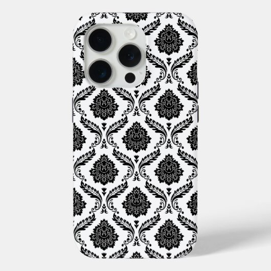 Rococo-Damask-Muster Schwarz auf Weiß Case-Mate iPhone Hülle (Rückseite)