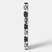 Rococo-Damask-Muster Schwarz auf Weiß Case-Mate iPhone Hülle (Rückseite / Links)