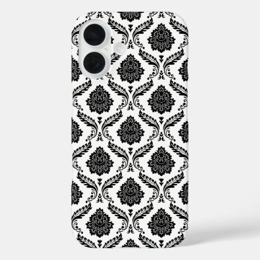 Rococo-Damask-Muster Schwarz auf Weiß Case-Mate iPhone Hülle (Rückseite)