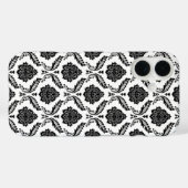 Rococo-Damask-Muster Schwarz auf Weiß Case-Mate iPhone Hülle (Rückseite (Horizontal))