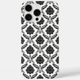 Rococo-Damask-Muster Schwarz auf Weiß iPhone 16 Pro Max Hülle