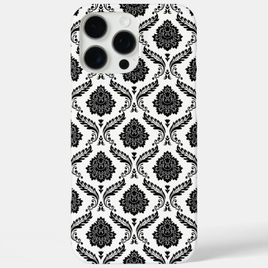 Rococo-Damask-Muster Schwarz auf Weiß Case-Mate iPhone Hülle (Rückseite)