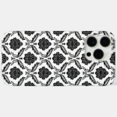 Rococo-Damask-Muster Schwarz auf Weiß Case-Mate iPhone Hülle (Rückseite (Horizontal))