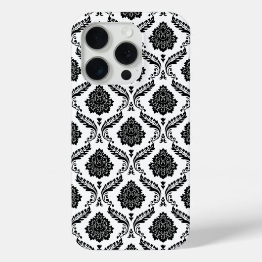 Rococo-Damask-Muster Schwarz auf Weiß Case-Mate iPhone Hülle (Rückseite)