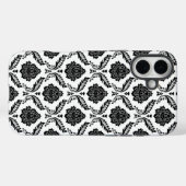 Rococo-Damask-Muster Schwarz auf Weiß Case-Mate iPhone Hülle (Rückseite (Horizontal))