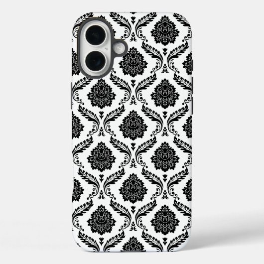 Rococo-Damask-Muster Schwarz auf Weiß Case-Mate iPhone Hülle (Rückseite)