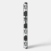 Rococo-Damask-Muster Schwarz auf Weiß Case-Mate iPhone Hülle (Rückseite / Links)