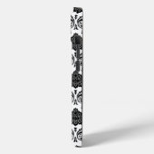 Rococo-Damask-Muster Schwarz auf Weiß Case-Mate iPhone Hülle (Rückseite / Links)
