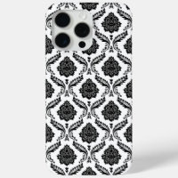 Rococo-Damask-Muster Schwarz auf Weiß