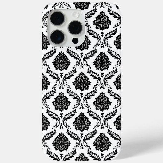 Rococo-Damask-Muster Schwarz auf Weiß Case-Mate iPhone Hülle (Rückseite)