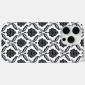 Rococo-Damask-Muster Schwarz auf Weiß Case-Mate iPhone Hülle (Rückseite (Horizontal))