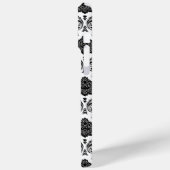 Rococo-Damask-Muster Schwarz auf Weiß Case-Mate iPhone Hülle (Rückseite / Links)