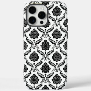 Rococo-Damask-Muster Schwarz auf Weiß iPhone 16 Pro Max Hülle