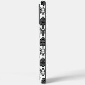 Rococo-Damask-Muster Schwarz auf Weiß Case-Mate iPhone Hülle (Rückseite / Links)