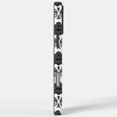 Rococo-Damask-Muster Schwarz auf Weiß Case-Mate iPhone Hülle (Rückseite / Rechts)