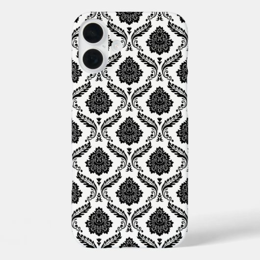 Rococo-Damask-Muster Schwarz auf Weiß Case-Mate iPhone Hülle (Rückseite)