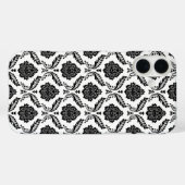 Rococo-Damask-Muster Schwarz auf Weiß Case-Mate iPhone Hülle (Rückseite (Horizontal))