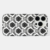 Rococo-Damask-Muster Schwarz auf Weiß Case-Mate iPhone Hülle (Rückseite (Horizontal))