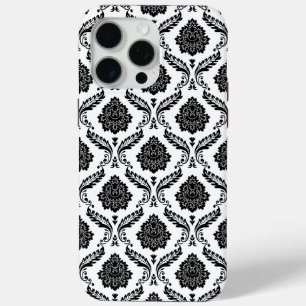 Rococo-Damask-Muster Schwarz auf Weiß Case-Mate iPhone Hülle
