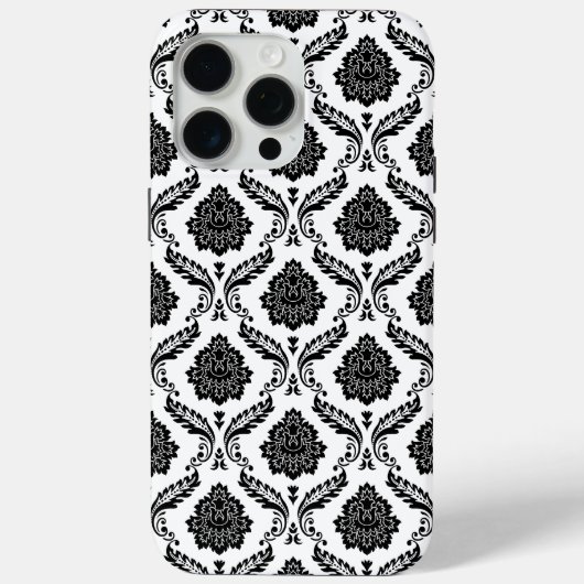 Rococo-Damask-Muster Schwarz auf Weiß Case-Mate iPhone Hülle (Rückseite)