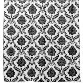 Rococo-Damask-Muster Schwarz auf Weiß Duschvorhang (Vorderseite)