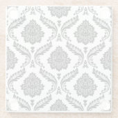 Rococo-Damask-Muster Schwarz auf Weiß Glasuntersetzer (Rückseite)