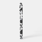Rococo-Damask-Muster Schwarz auf Weiß iPhone 16 Hülle (Linke Seite)