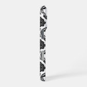 Rococo-Damask-Muster Schwarz auf Weiß iPhone Hülle (Rechte Seite)